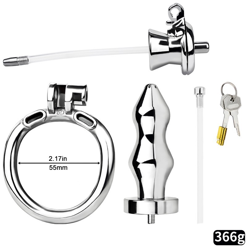 Metal Male Chastity Device Inverted Negative Cage With Urethral Tube Short Plug