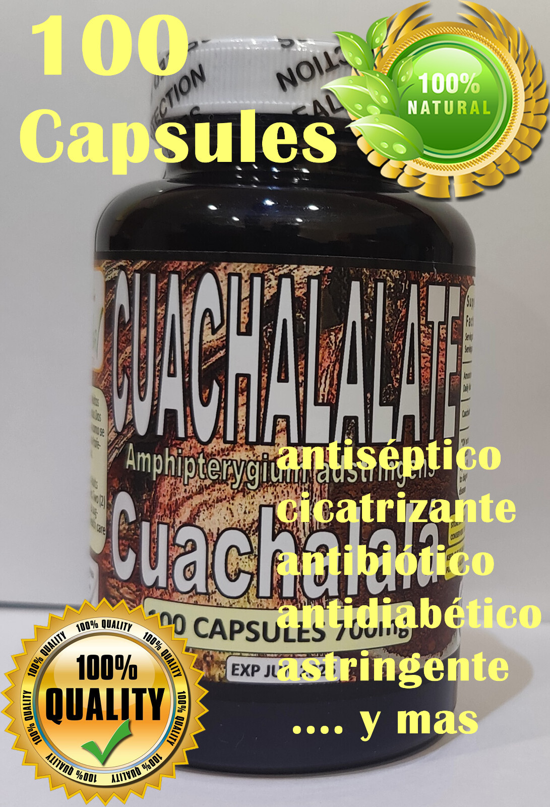 Cuachalalate Bark Seca Palo Cuachinala 100 Caps Organic Wild Mexican herbs !!!