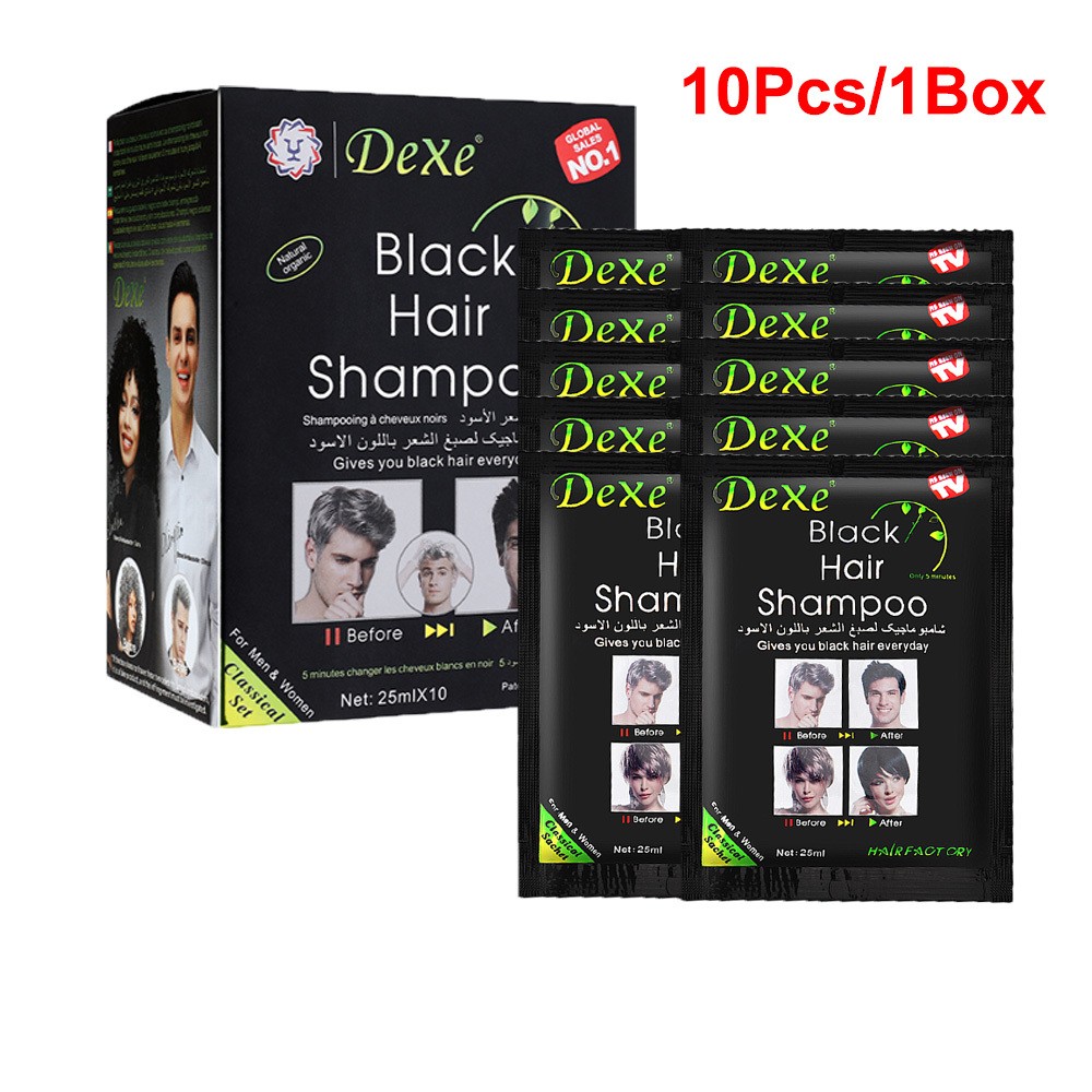 10-100X DEXE Black Hair Shampoo Natural Instant 5-Min Hair Color Dye for Unisex