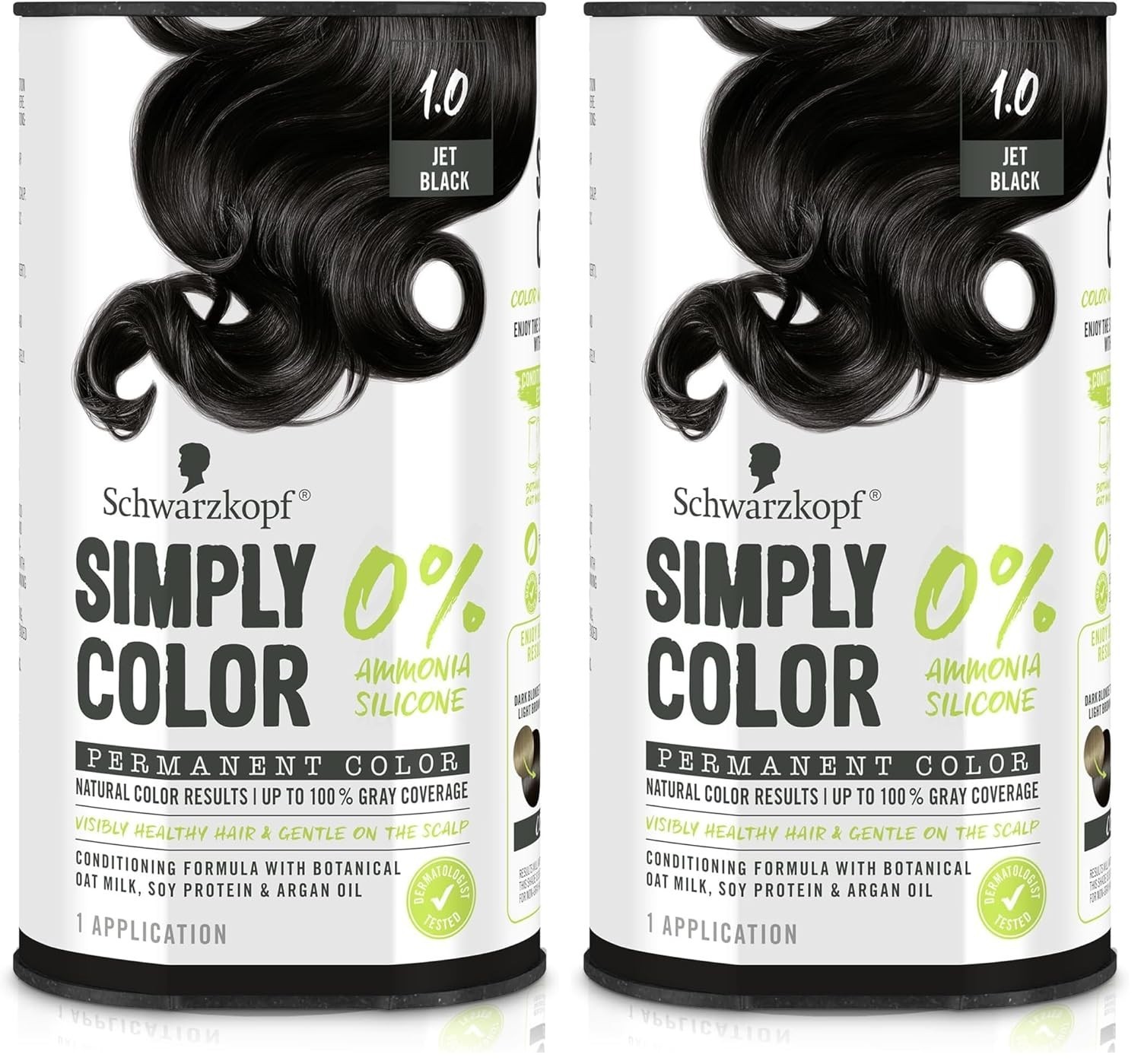 Simply Color Permanent Hair Color, 1.0 Jet Black – 100% Gray Coverage LOT OF 2