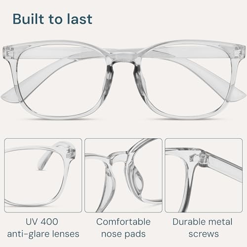 Eyewear Frames for Men – Blue Light Blocking *C Black & Transparent Grey