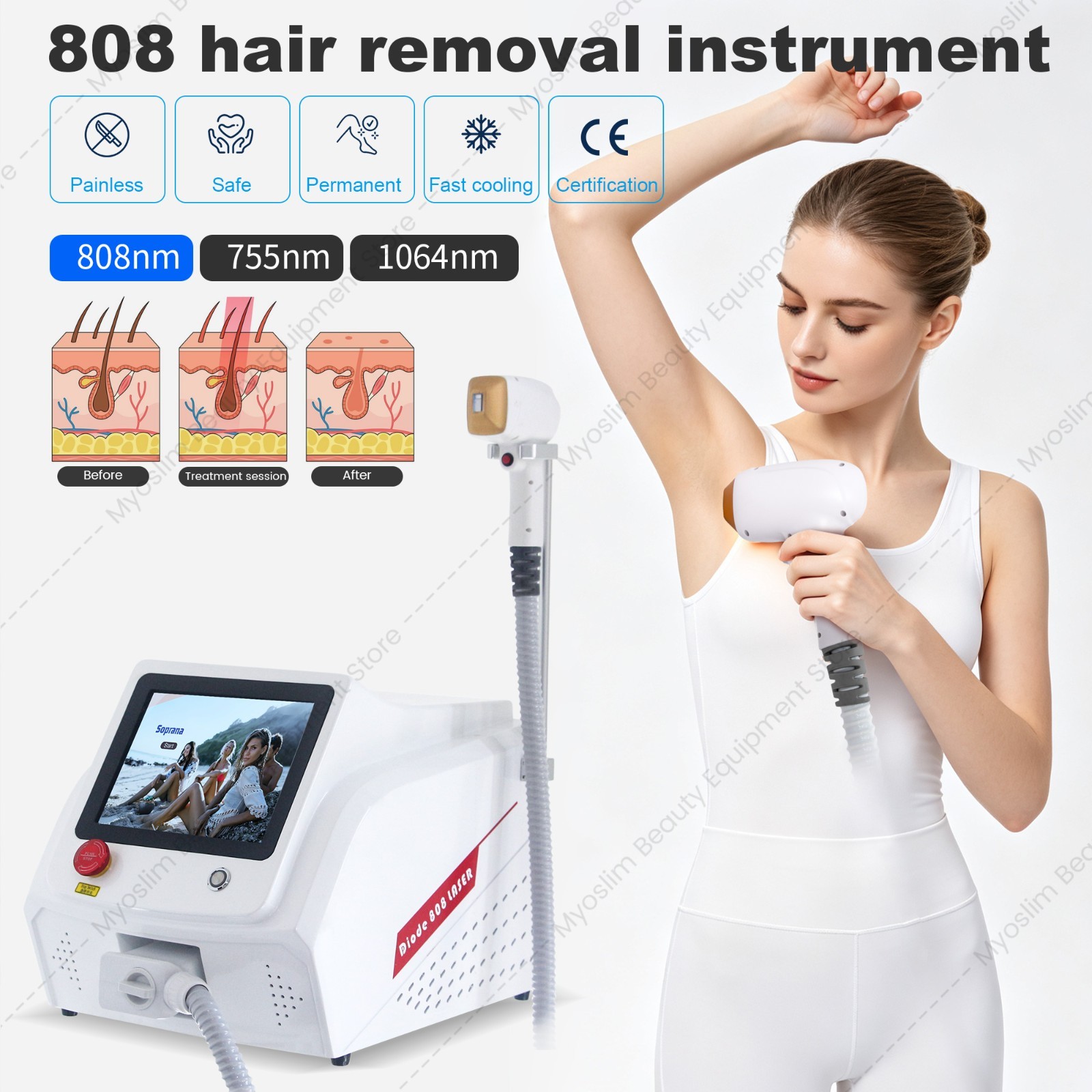 2026 Permanent Painless Ice Titanium Soprano Diode Laser hair removal Machine