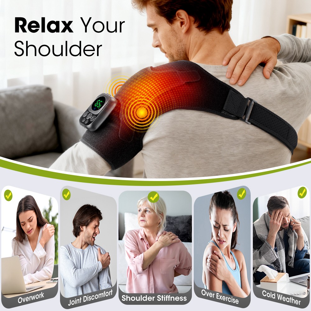 APP Control Wireless Heating Shoulder Brace Belt Adjustable 3-Speed Vibration