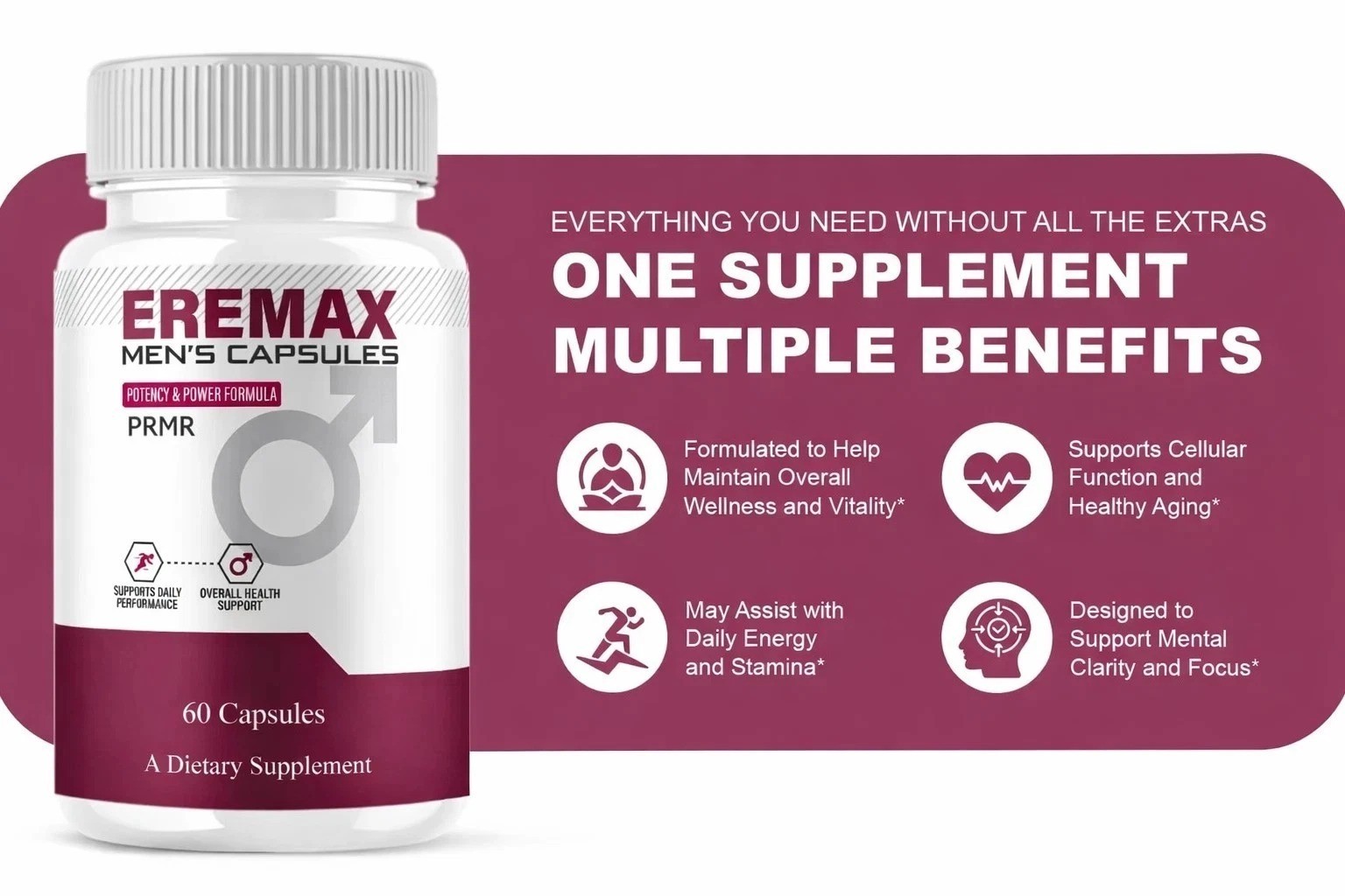 (2 pack) Eremax Capsules, Eremax Premium Performance Supplement – (120 Capsules)