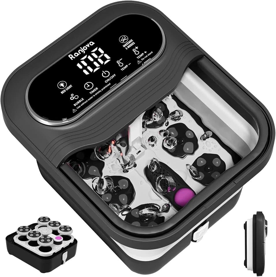 Ranjova Collapsible Foot Spa Electric Rotary Massage, Foot Bath with Heat