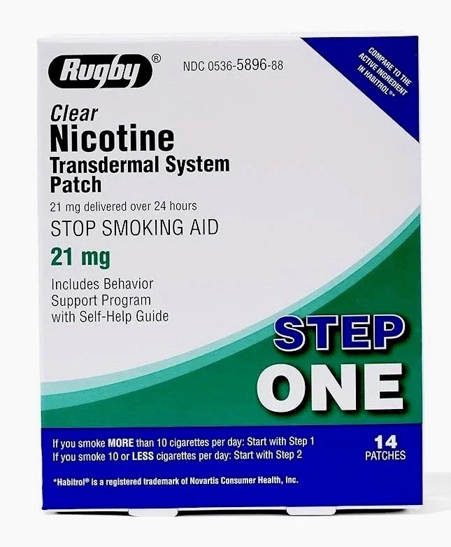 Rugby Clear Nicotine step one -21mg (14 Patches) FREE AND FAST SHIPPING USA
