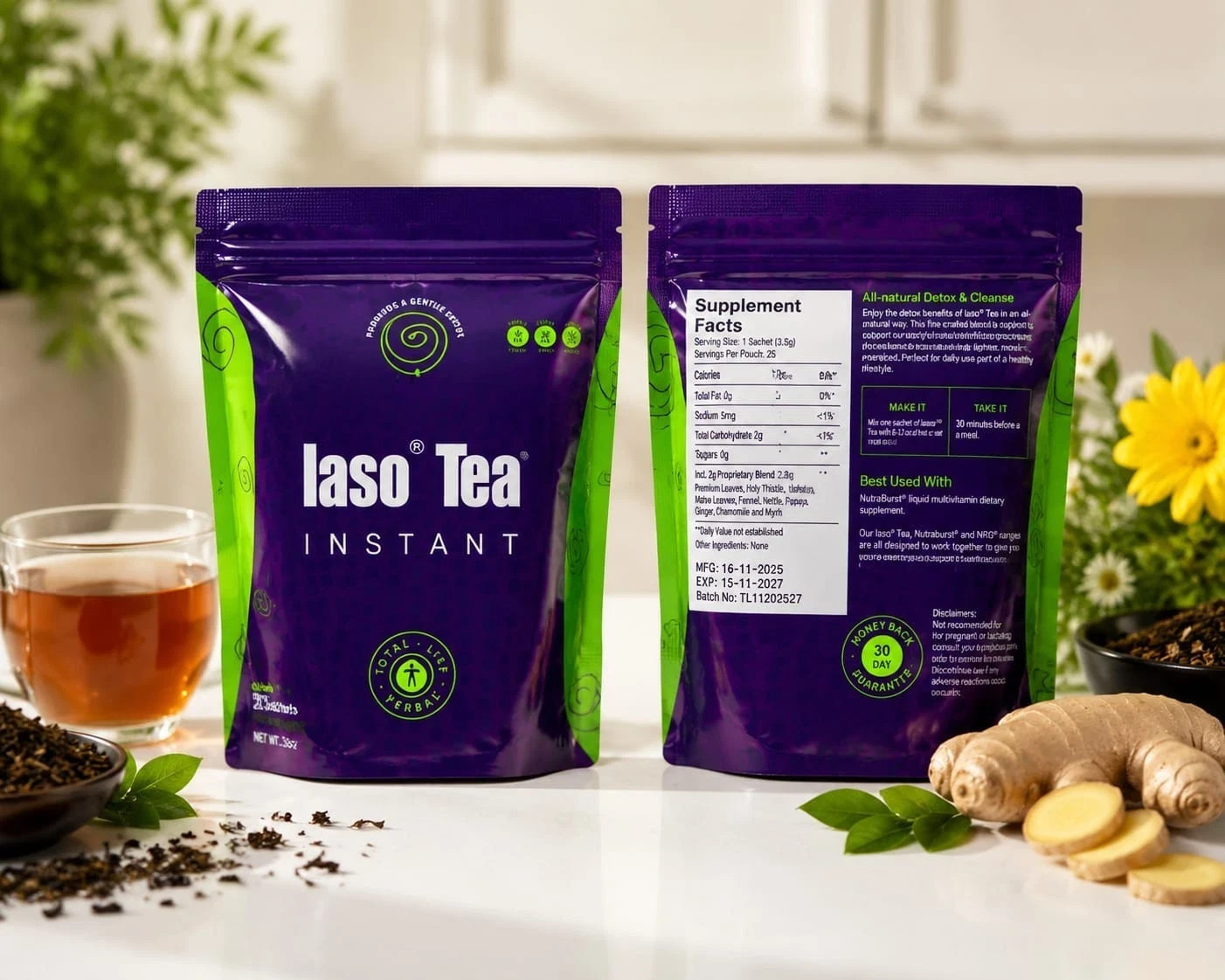 Iaso Tea Instant – Pack of 2 Herbal Detox Tea for Cleansing & Weight Management