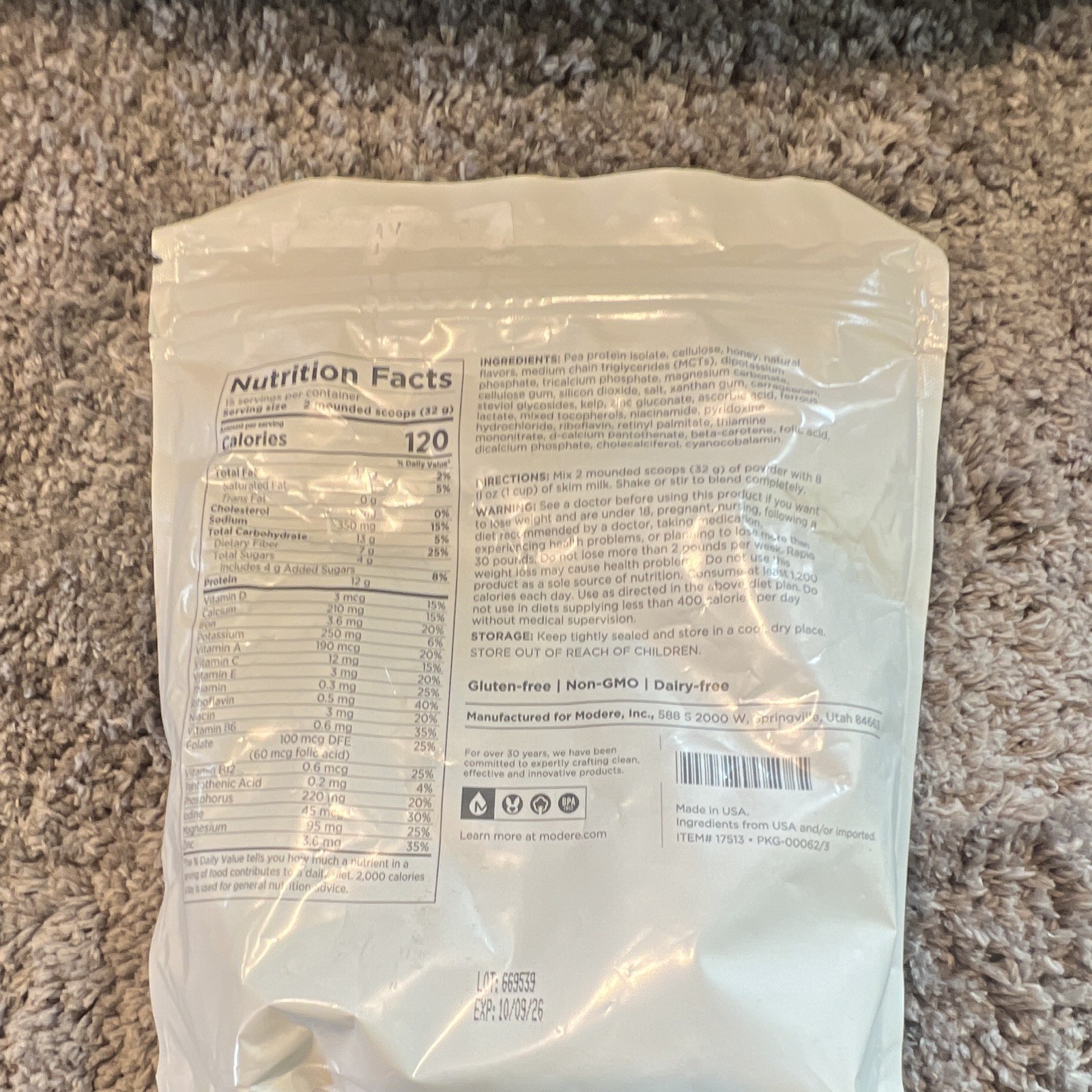 Modere Pure Vanilla Meal Replacement Shake Powder Weight Mgmt 16.9 oz 15 Serv