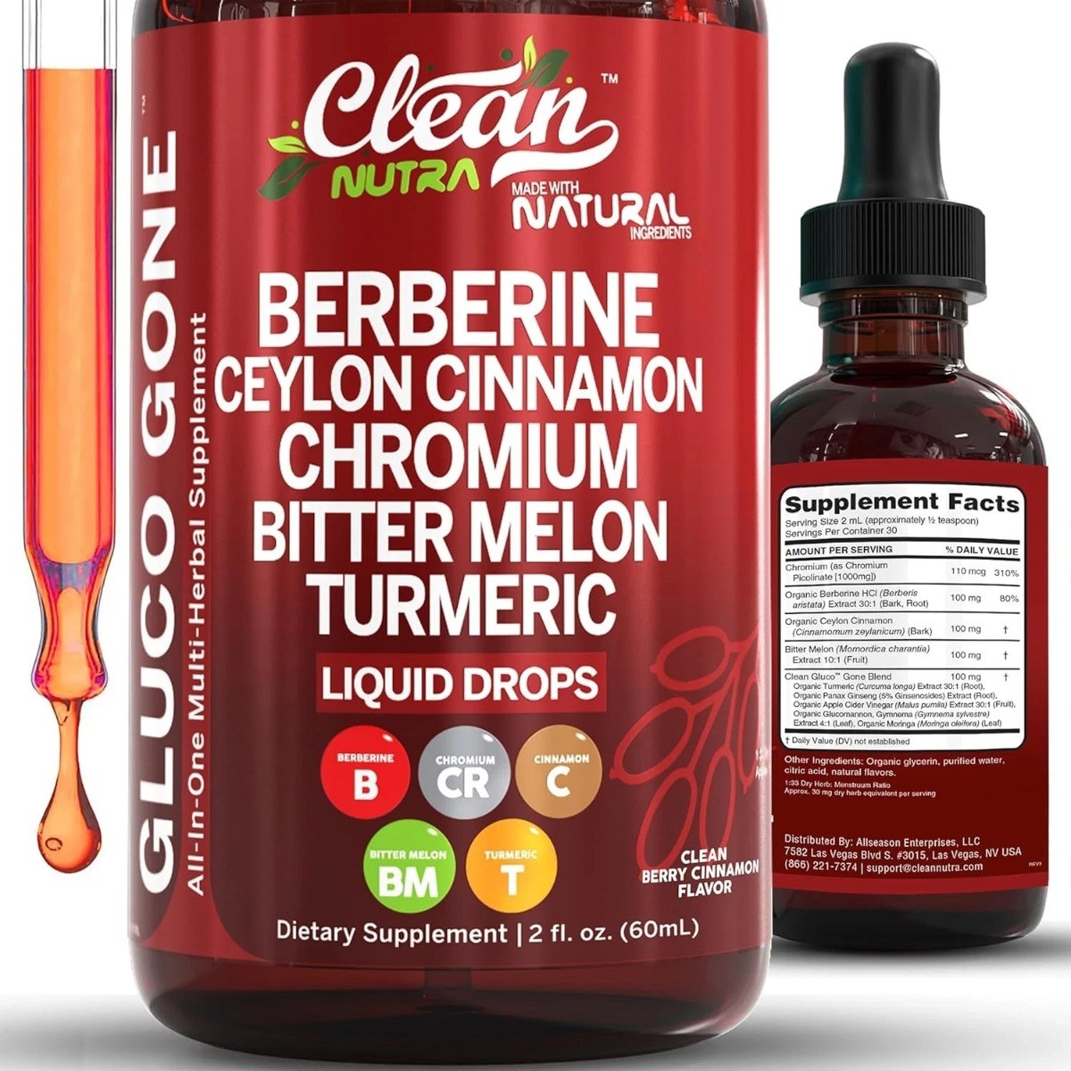 Clean Nutra Liquid Drops – Berberine & Ceylon Cinnamon for Metabolism Support