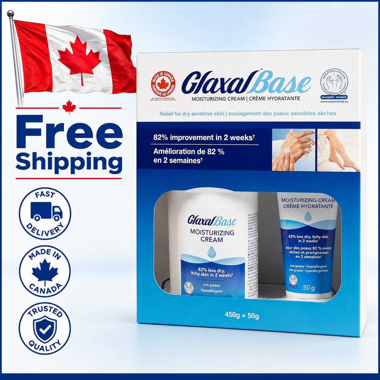 Glaxal Base Moisturizing Cream Value Pack 450g+50g FRESH STOCK, LONG EXPIRY