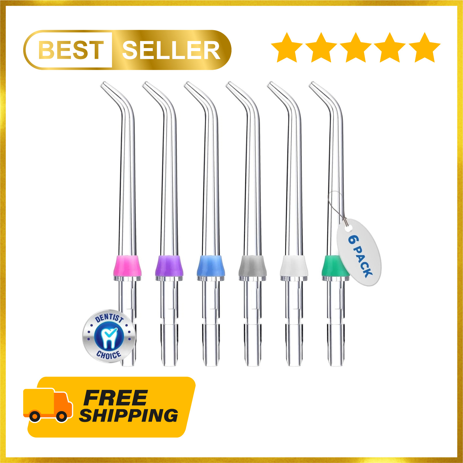 6 Pack Waterpik Replacement Heads – Classic Jet Tips Water Flosser Accessories..