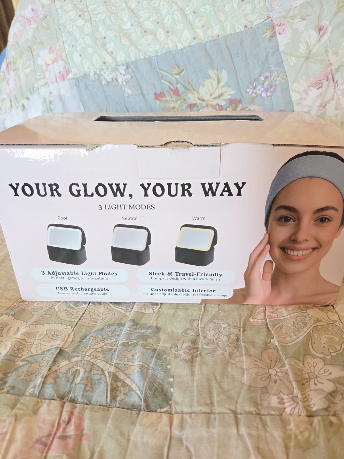 New Costco Lighted Makeup Case USB-C Charging LED Mirror 3 Mode Black Bag Travel