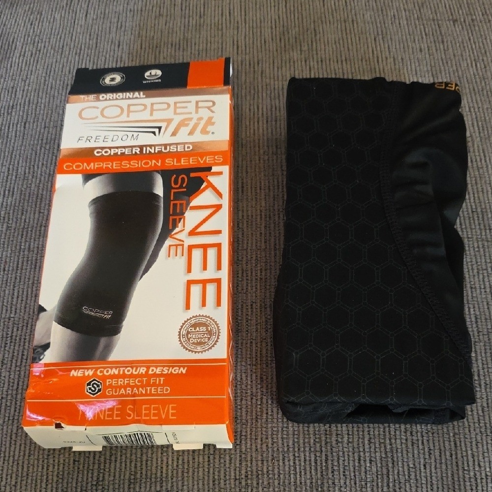 Copper Fit Black Knee Compression Sleeve, Size Large, Unisex, New