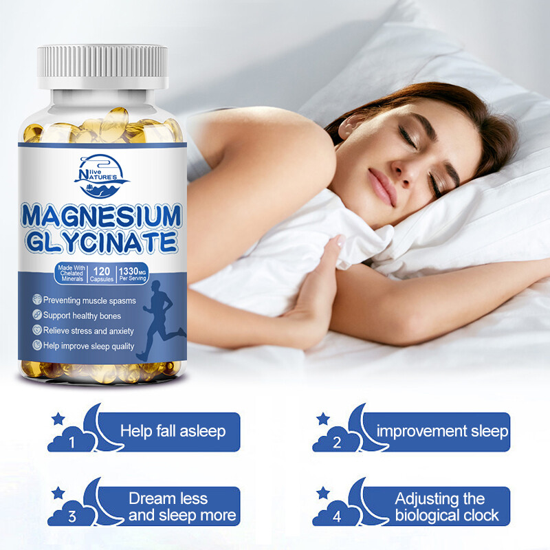 Magnesium Glycinate 120 Capsules 1330mg Stress & Anxiety Relief High Strength