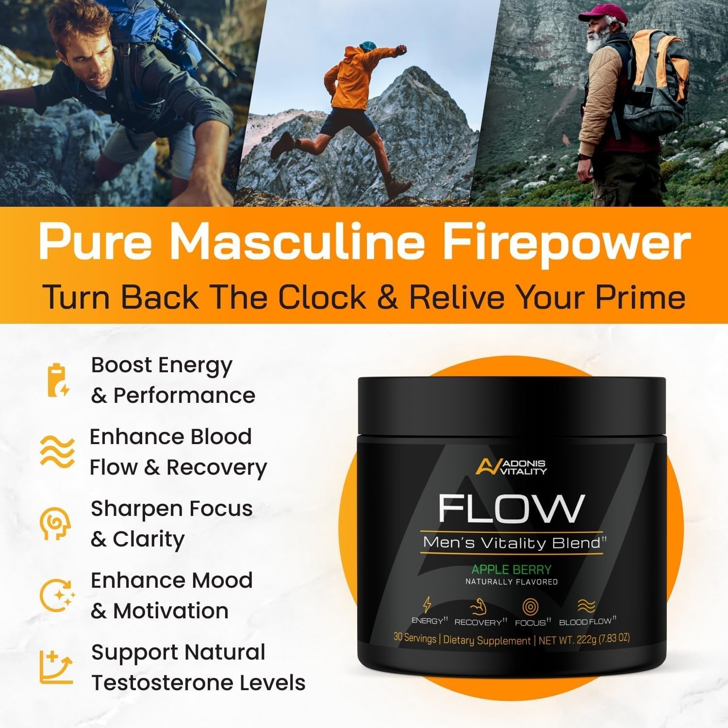 Flow – Nitric Oxide Supplements for Men – 5,000mg L-Citrulline, Supports Blood