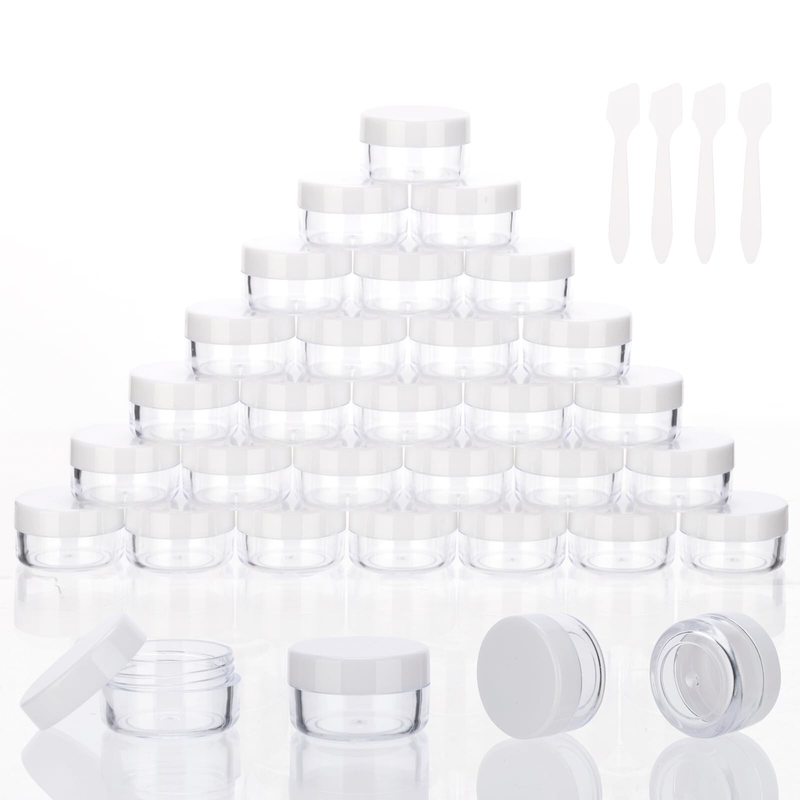 5 Gram Sample Containers with White Lids, 50 Count 5ML Sample Jars, Empty Cos…