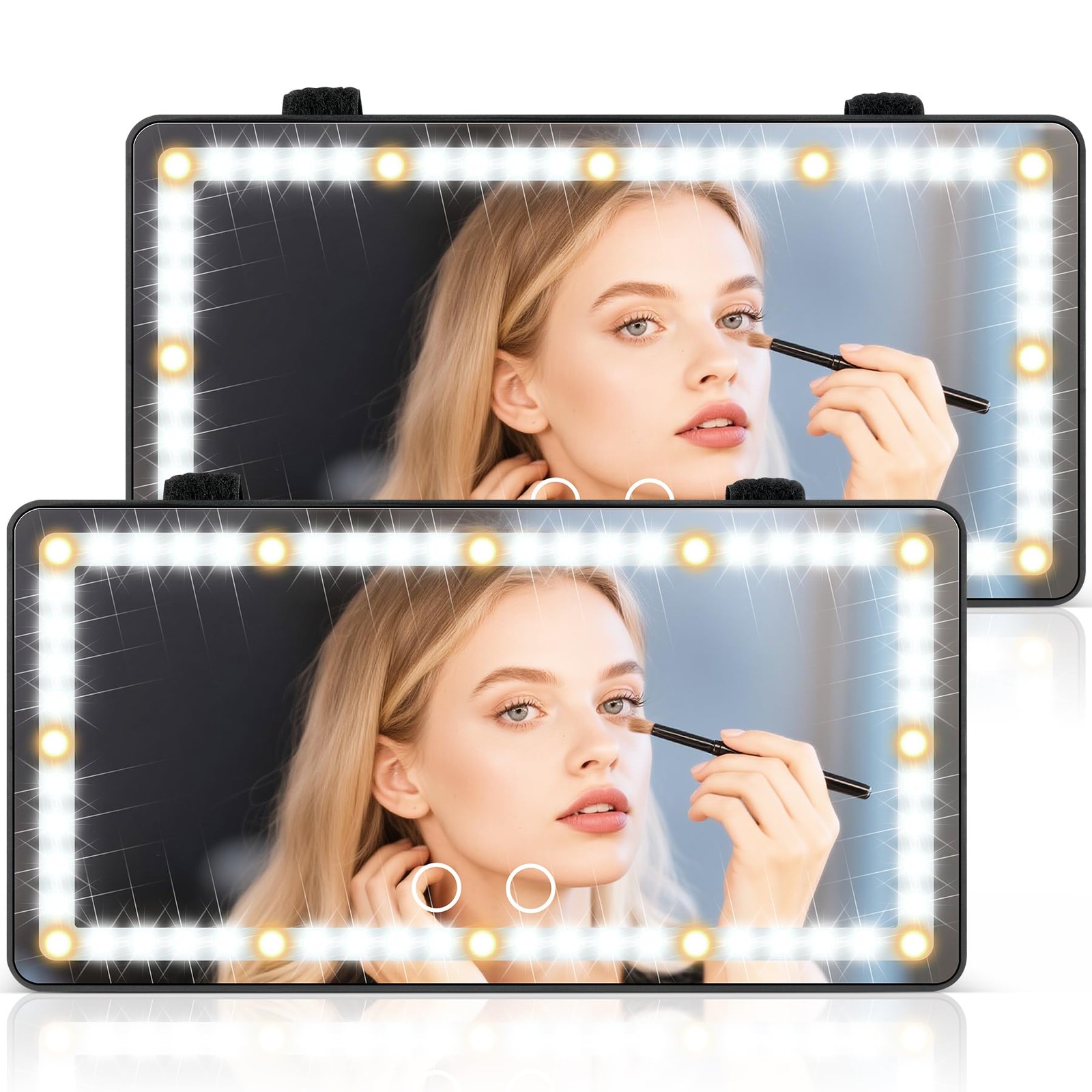 LED Car Makeup Mirror Sun Visor Vanity Mirror Rechargeable 3 Light Models Touch