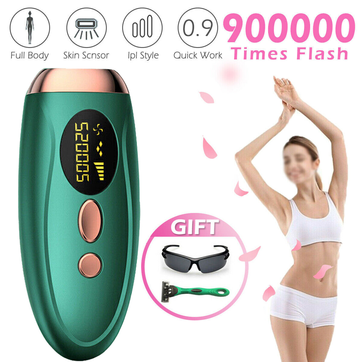 Professional Laser IPL Permanent Hair Removal Machine Face Body Skin Epilator