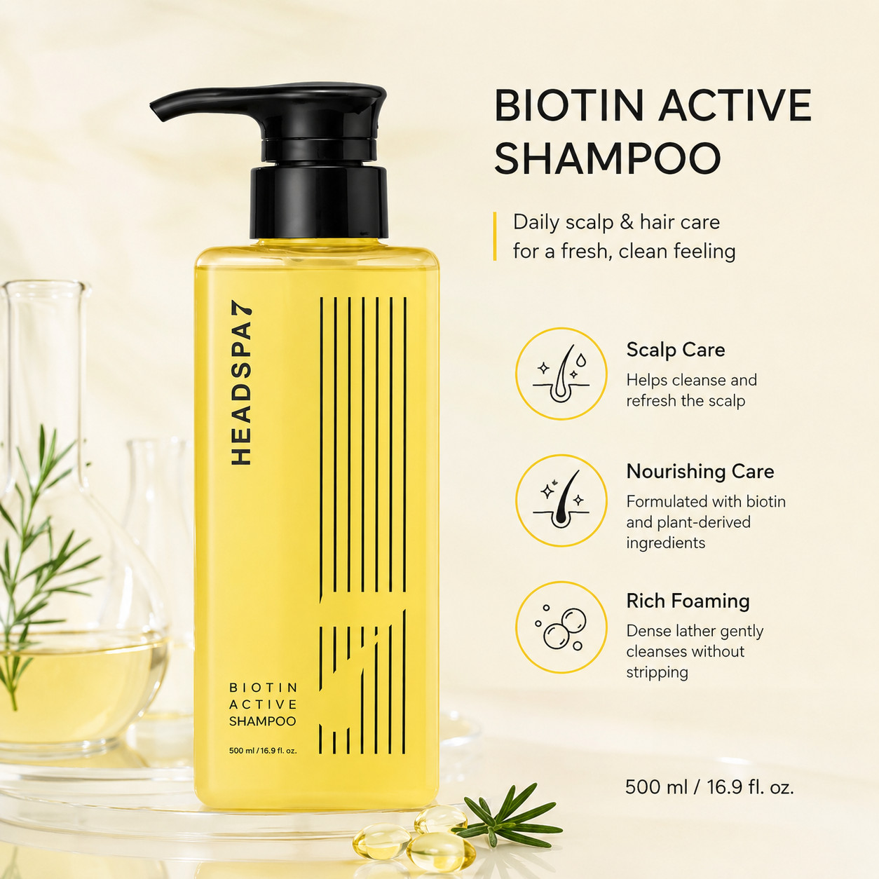HEADSPA7 Biotin Active Shampoo 500ml(16.91oz) Nourishing Korean Hair Care