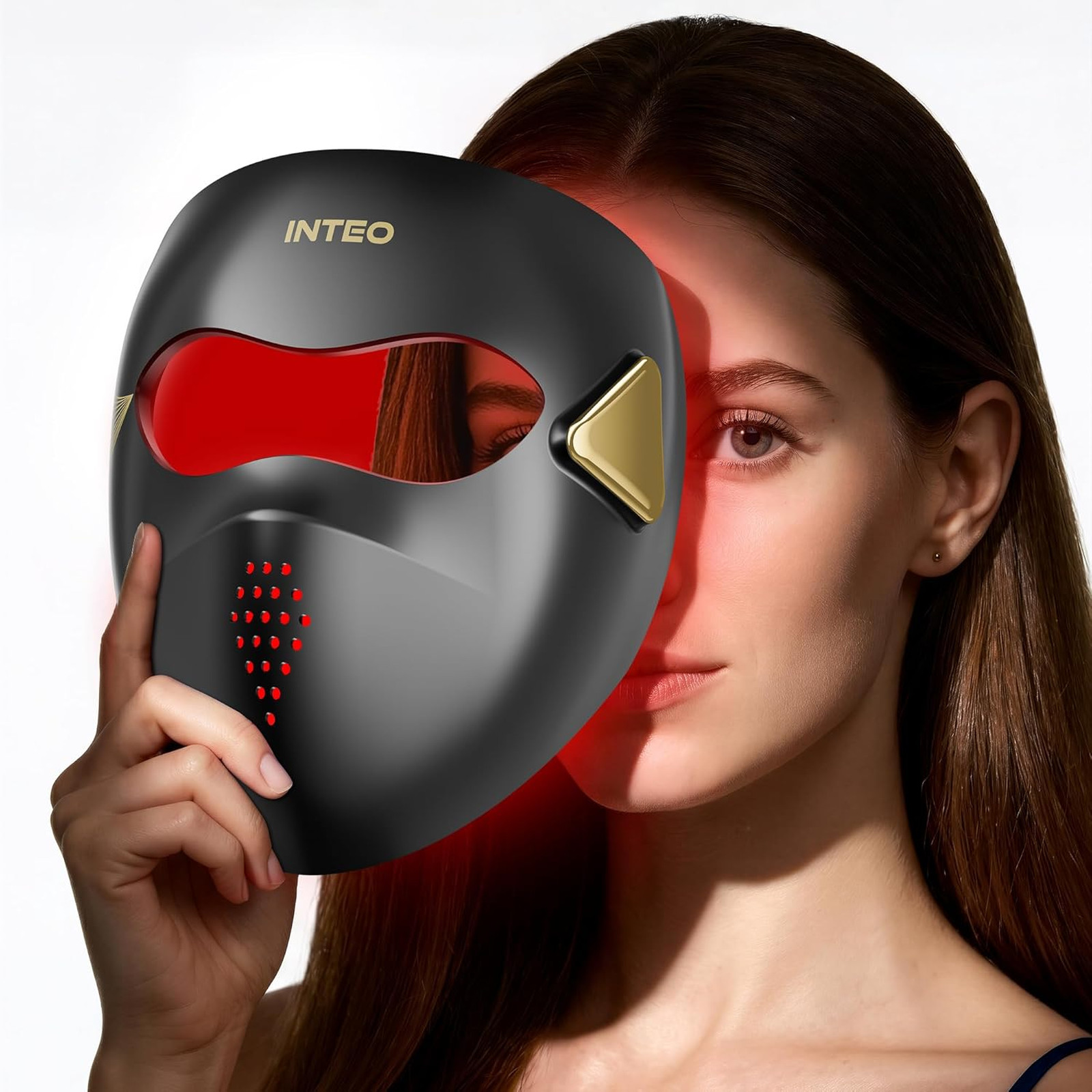 4D Wireless Red Light Therapy for Face, 328 LEDs 4 Modes LED Face Mask for