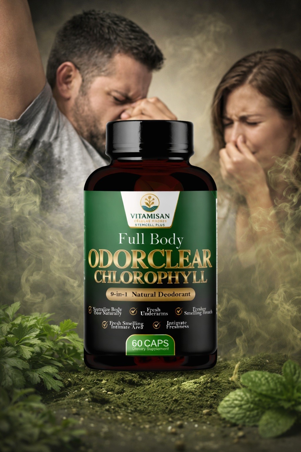 VITAMISAN OdorClear Chlorophyll Capsules – Internal Deodorant – 60 Caps
