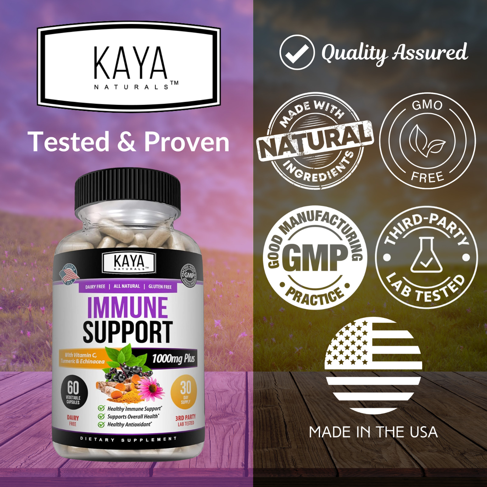 Immune System Booster, Elderberry, Zinc, Probiotics, Echinacea, Garlic, Turmeric