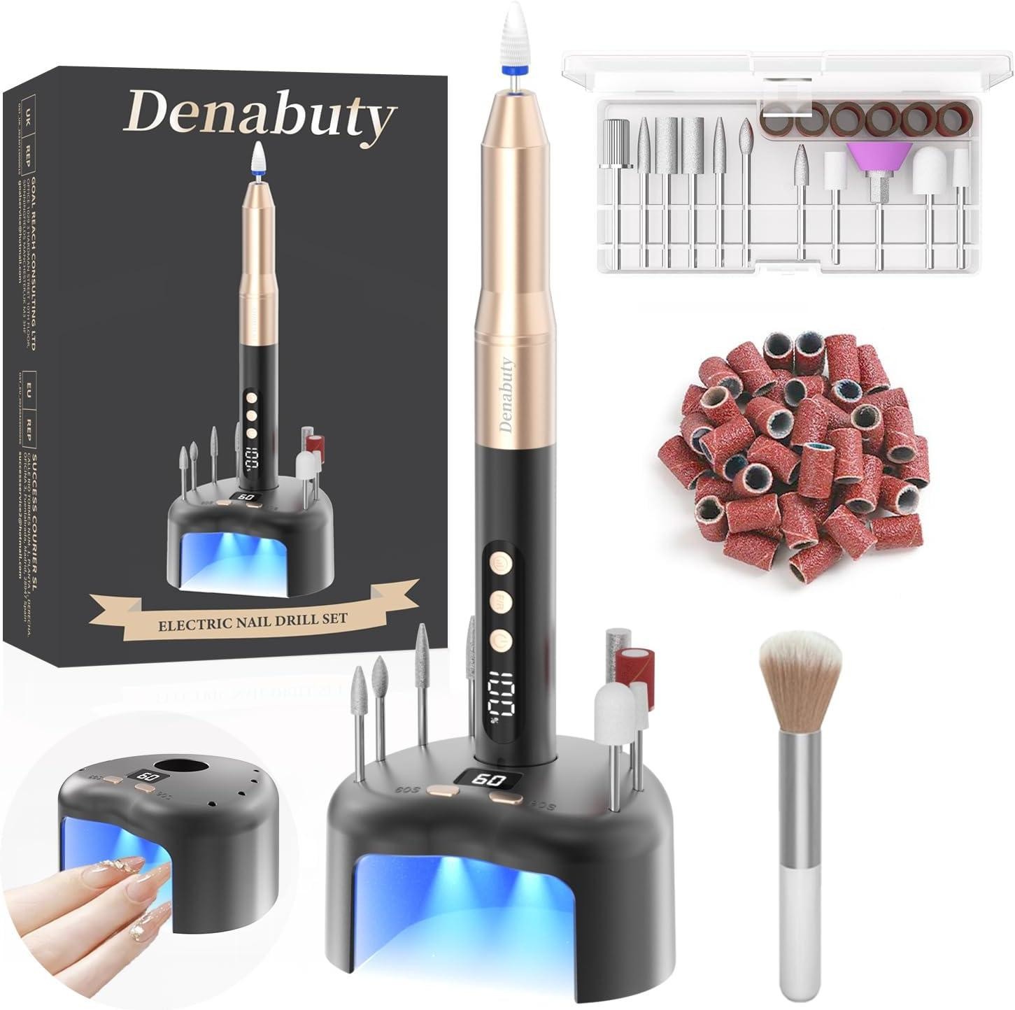 Cordless Electric Nail Drill with UV LED Nail Lamp Charging Base | Nail Drill