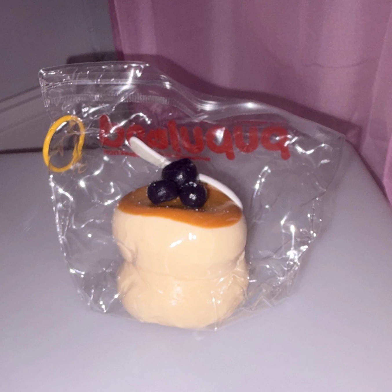 Pancake Stack Taba Squeeze Toy Stress Reliever w/ Blueberries 2in with spoon