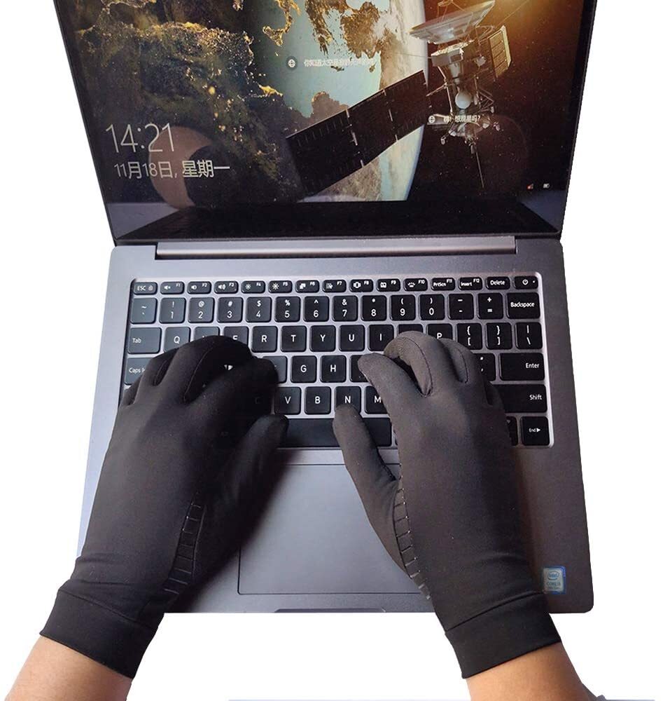 2 Pairs Copper Arthritis Compression Gloves Hand Support Joint Pain Relief Sport