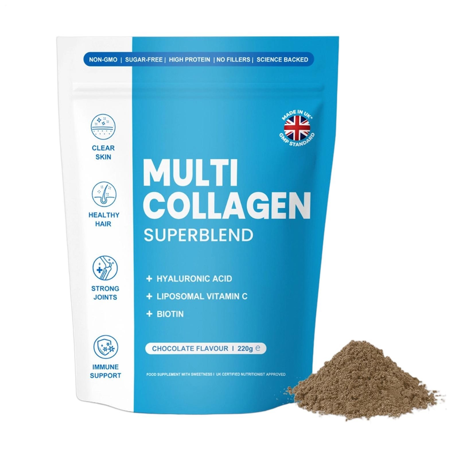 Multi Collagen Superblend Elevate Sealed Collagen Powder Chocolate Flavor, 220g