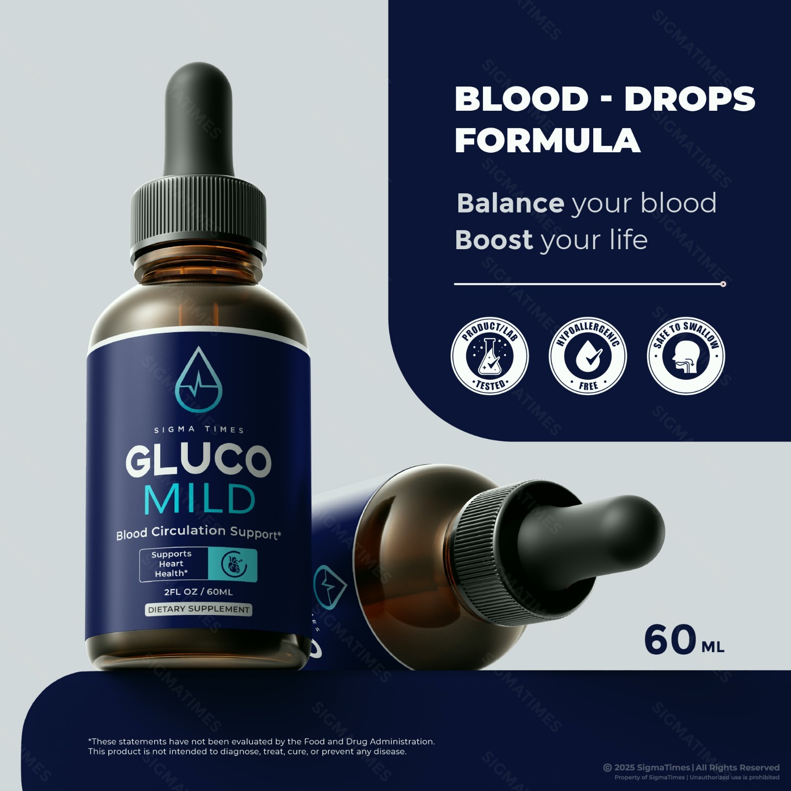 Gluco Mild Drops, Liquid Supplement for Heart Health & Blood Support – 2 Pack
