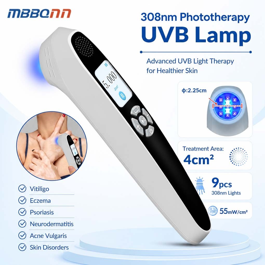 Home Use 308nm UVB Phototherapy Device 9 Diodes 4cm2 Area Adjustable Timer Lamp