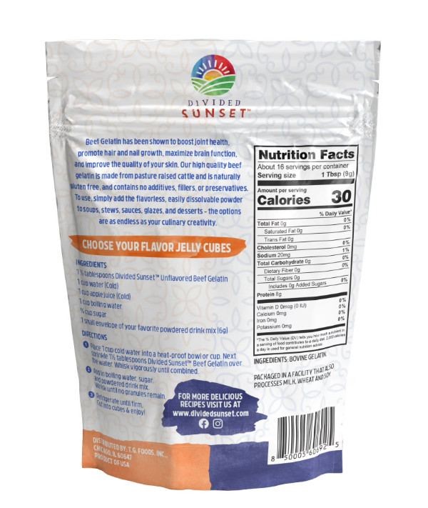 Divided Sunset, Unflavored Beef Gelatin Powder, 5 oz (142 g), Free Shipping….