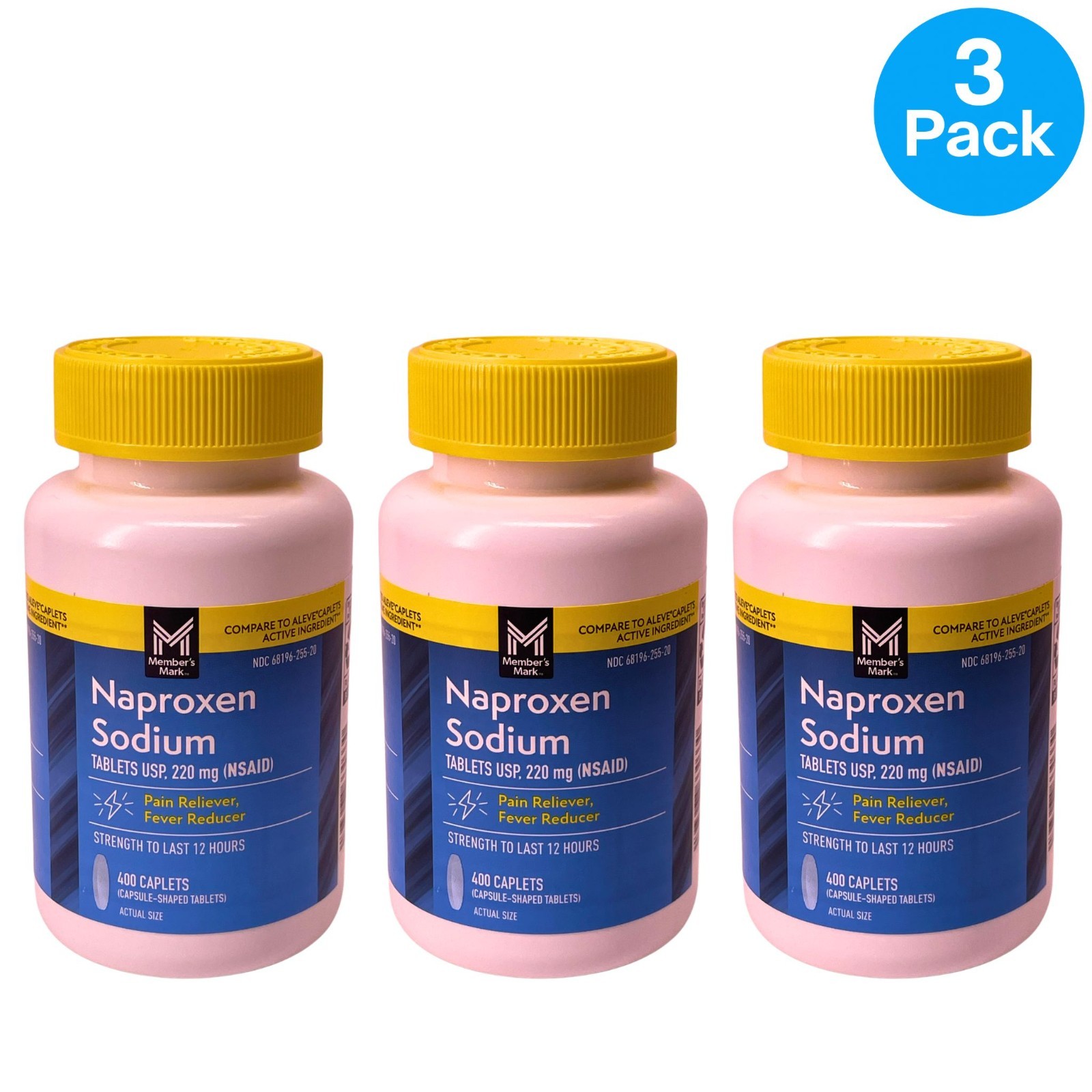 Member’s Mark Naproxen Sodium 220 mg Pain Reliever Fever Reducer 400 Ct 3 Pack