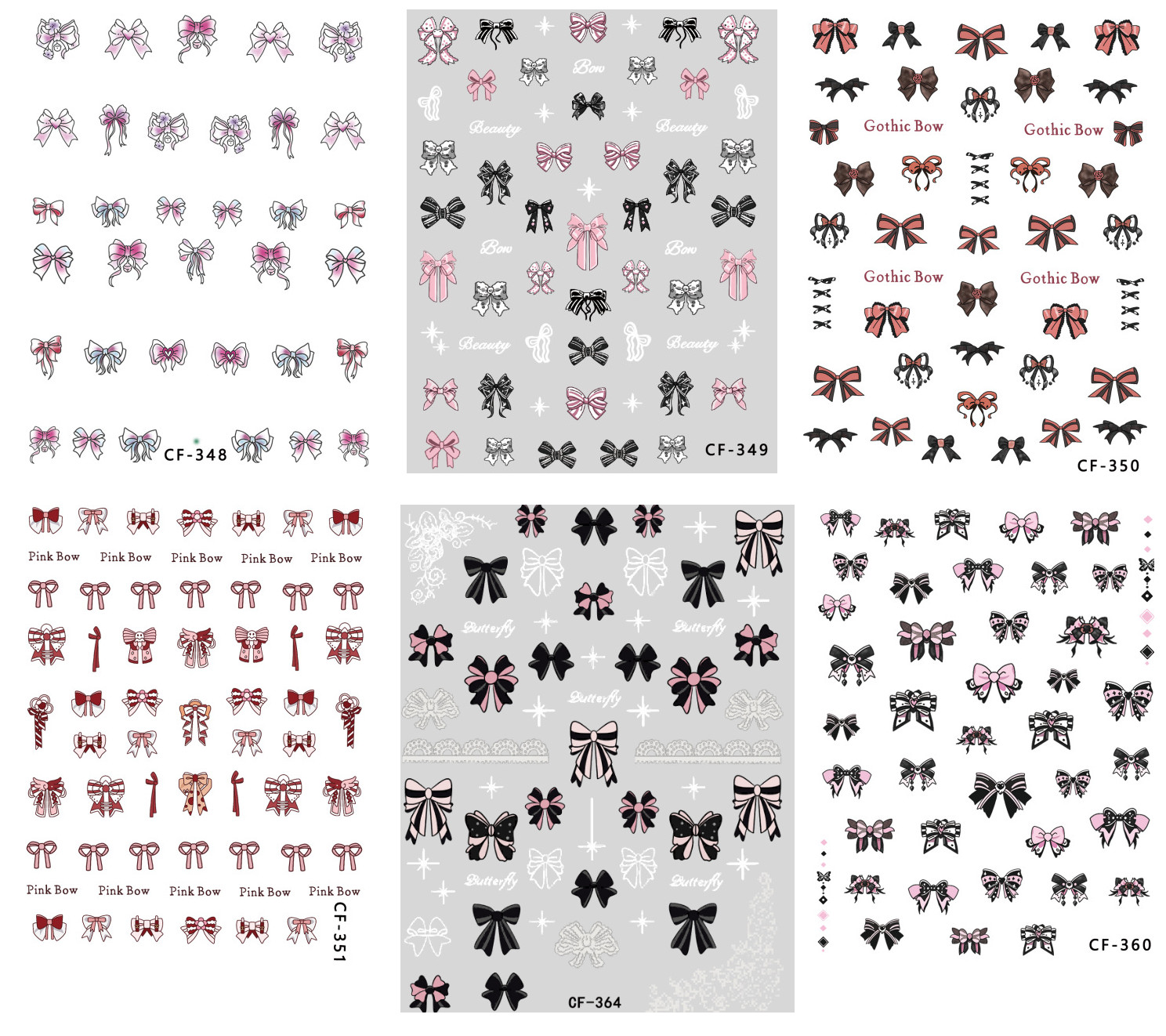 NAIL ART Character Bow Knot Butterfly Stickers Decoration Peel & Stick NS54