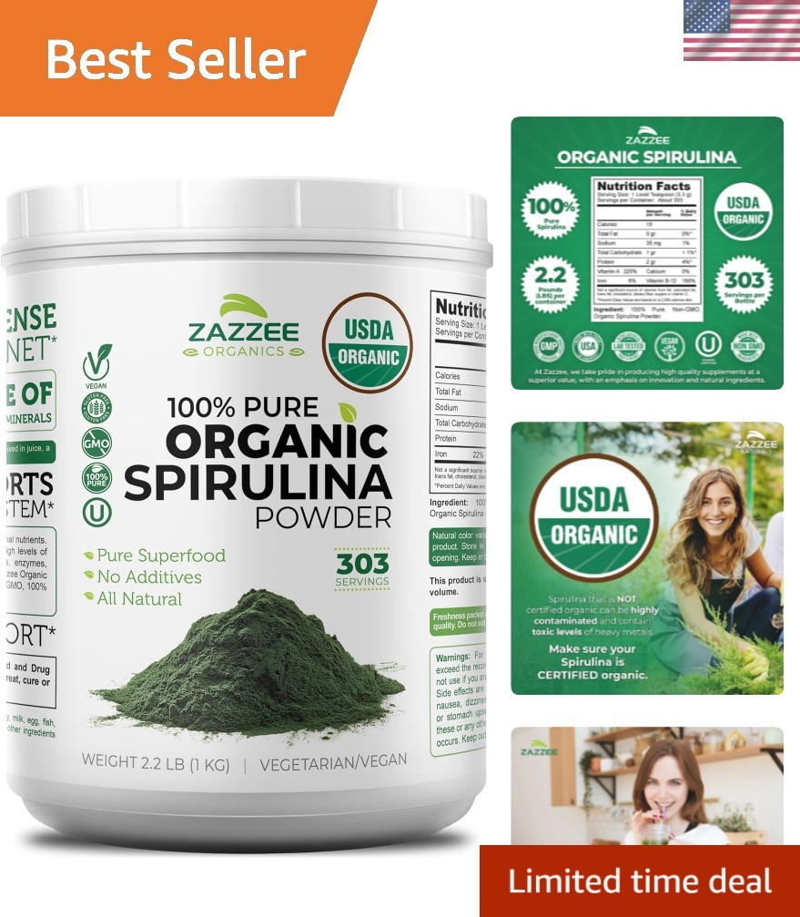 USDA Organic Spirulina Powder, 2.2 Pounds 1 KG, 303 Servings, Certified Koshe…