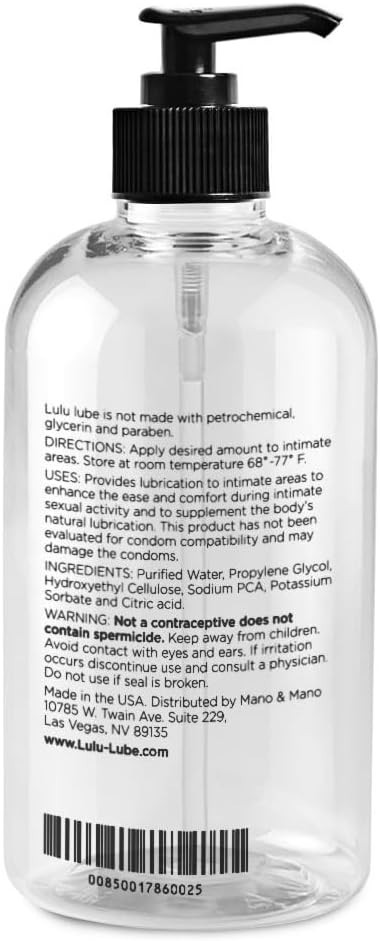 Water Based Personal Lubricant 16oz for Men Women Couples Toy Safe Glycerin-Free