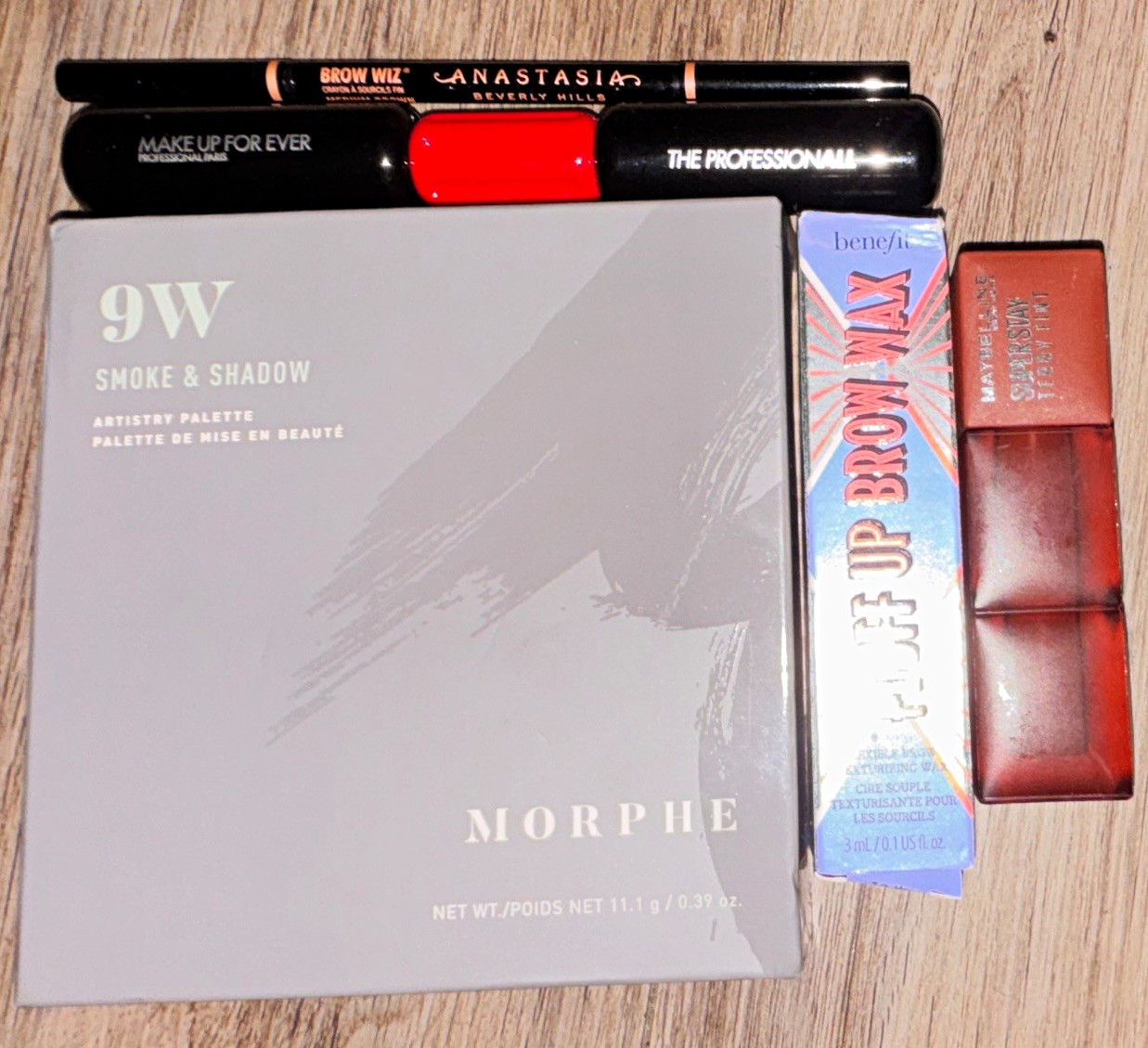 Assorted Makeup Lot Full Size Morphe 9W Palette, Brow Wiz, POREfessional, Tint