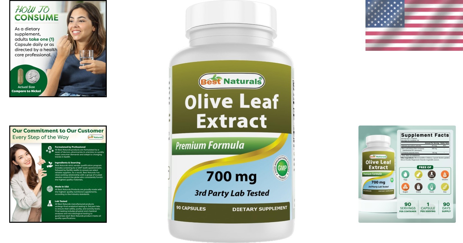 Olive Leaf Extract Capsules 700 Mg – 90 Count, GMP Certified, Made in USA