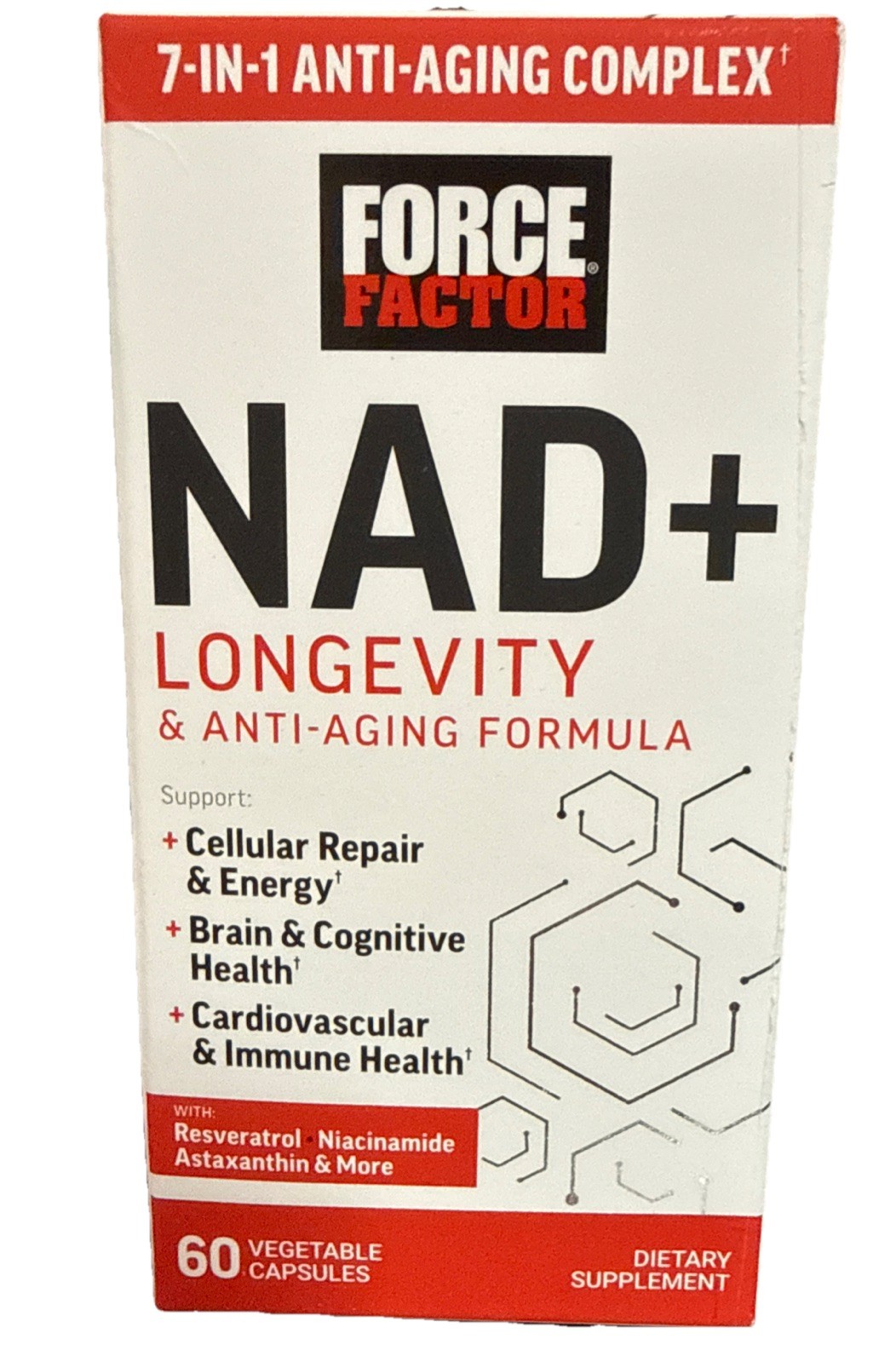 Force Factor NAD+ Longevity & Anti-Aging Formula 60 Vegetable Caps Exp 02/2029+