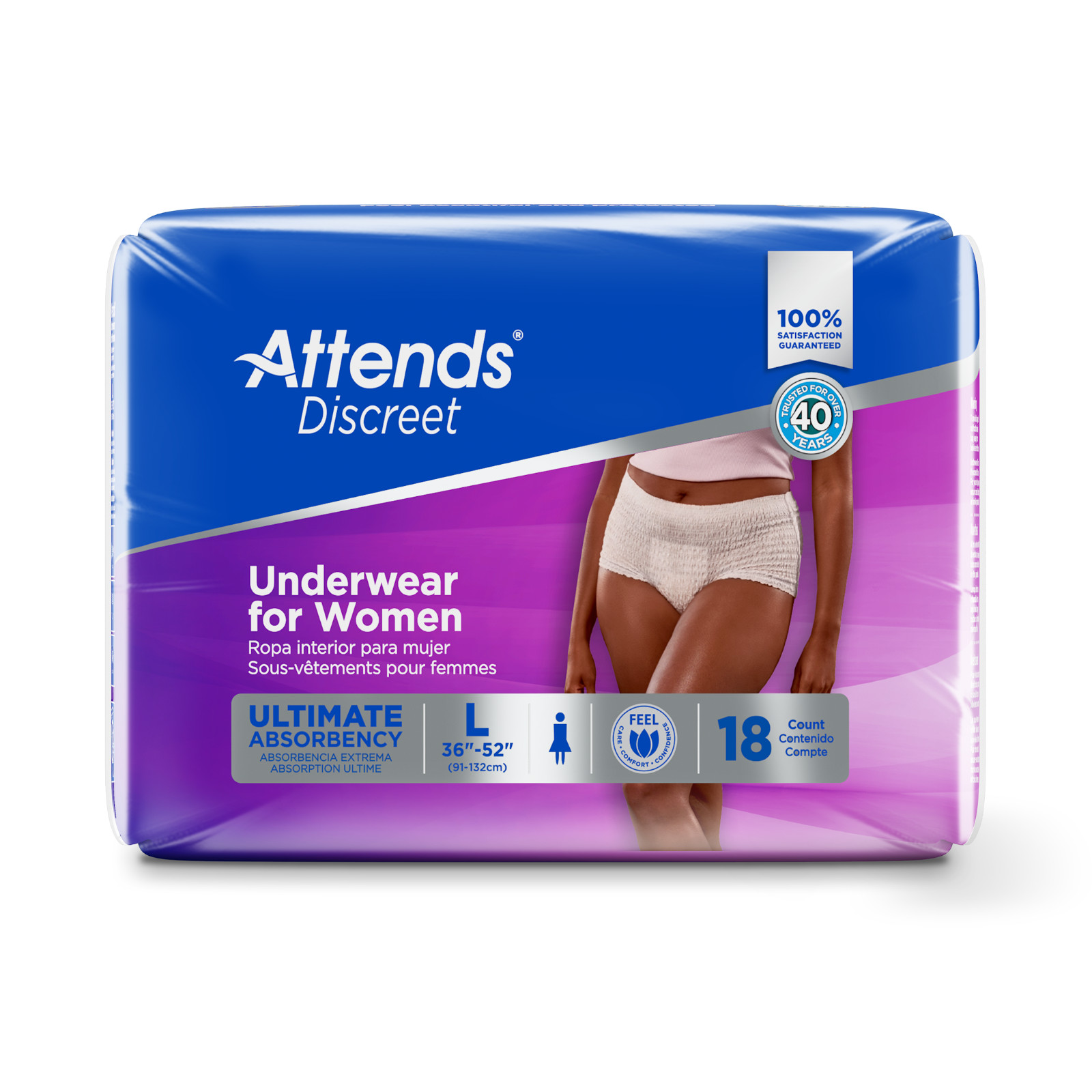 Absorbent Underwear Attends Discreet Pull On Large Moderate Absorbency BG/18