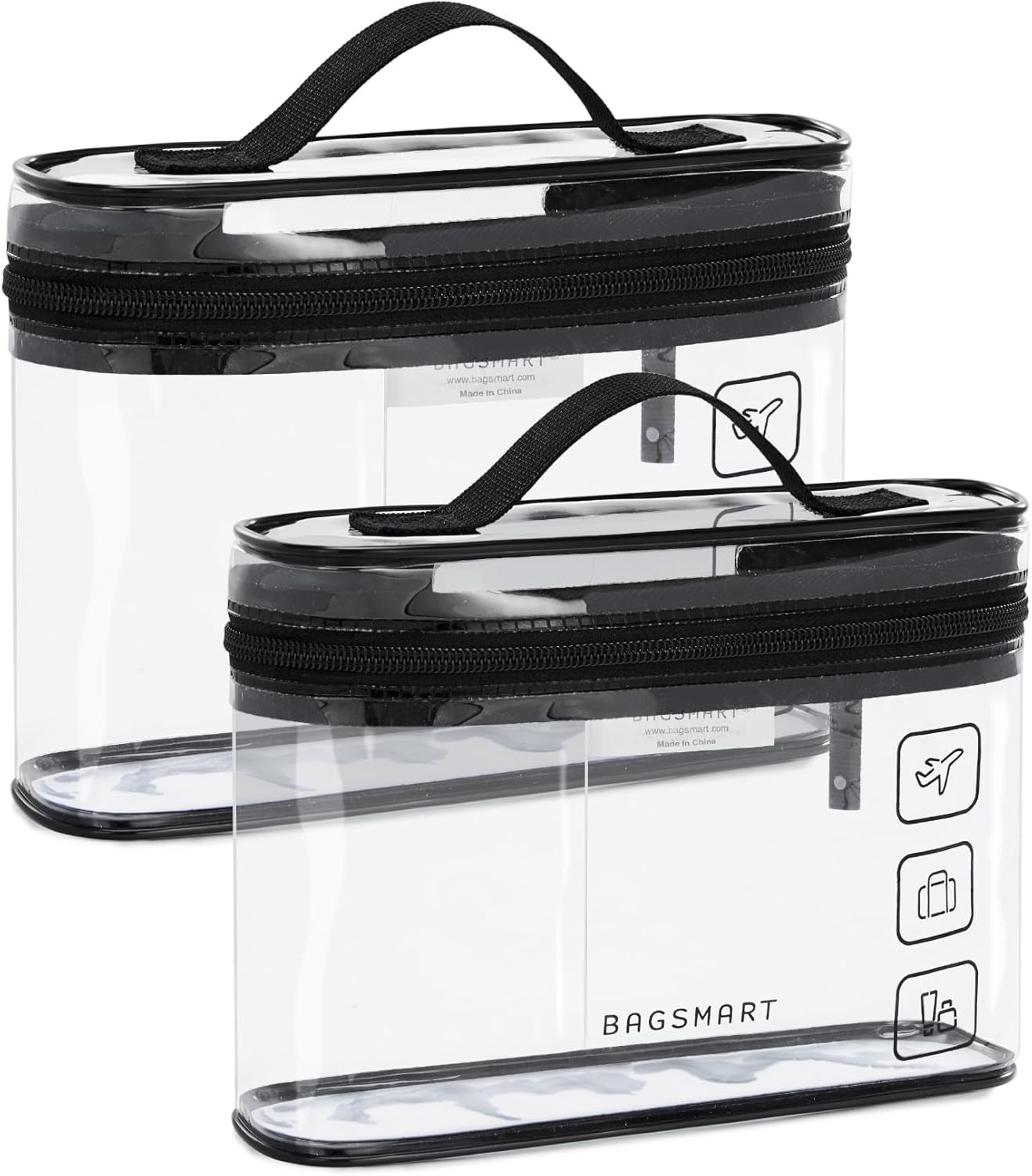 TSA Approved Toiletry Bag, 2 Pack Clear Makeup Cosmetic Bag Organizer, Quart Siz