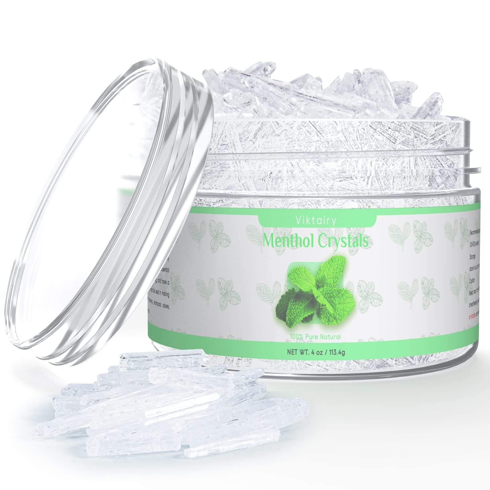 Viktairy Menthol Crystals 4 oz, 100% Pure Organic 4 Fl Oz (Pack of 1), Clear