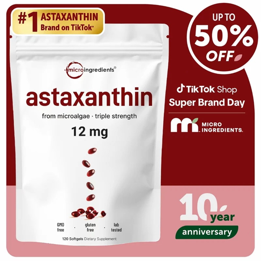2 Softgels | Ingredients Micro Astaxanthin 12mg featuring MCT Oil, 120 Pack