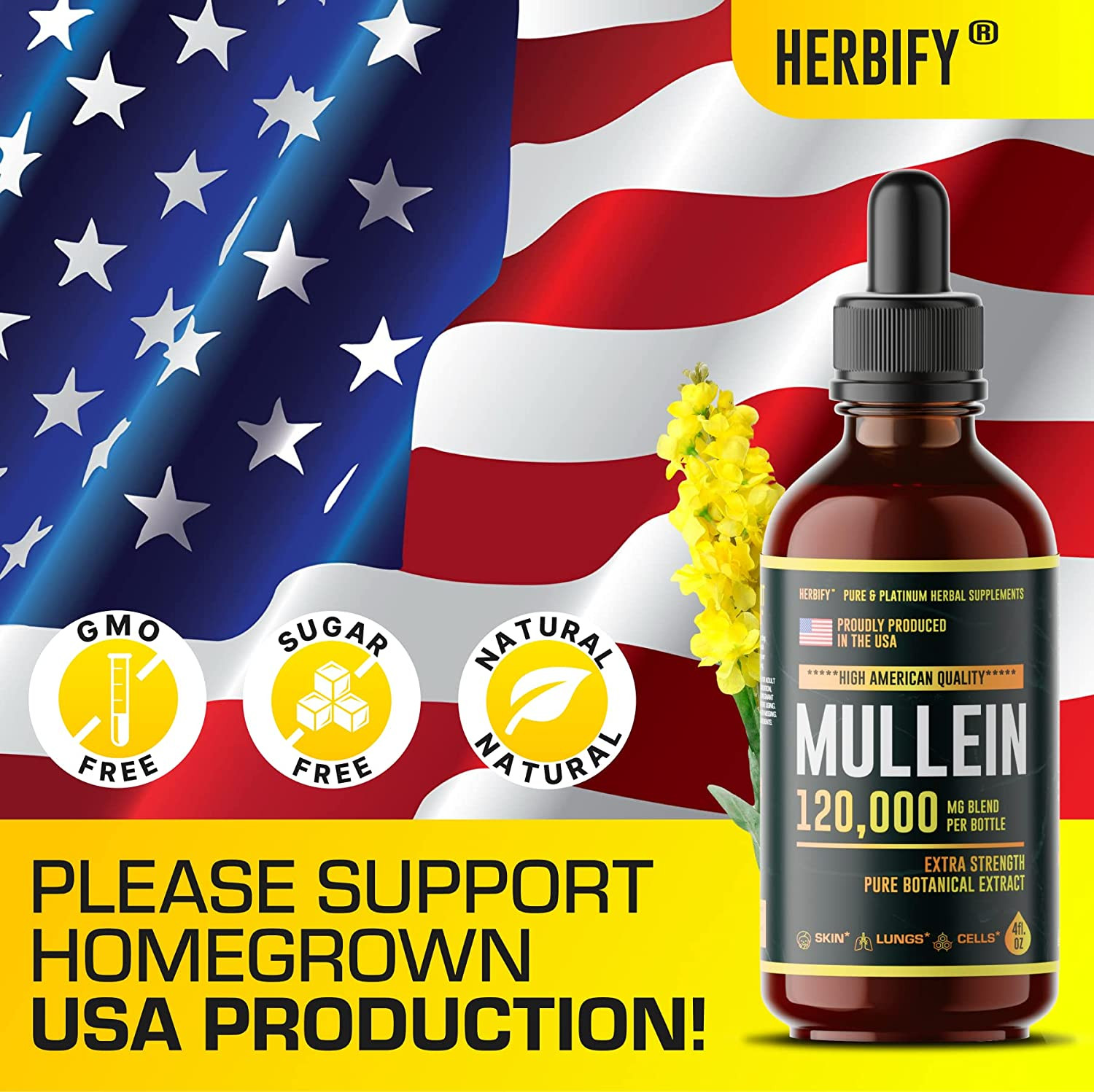 Powerful Mullein Drops – Lung Cleanse & Immune Support – 4 Oz