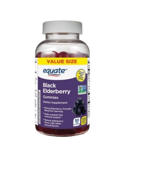 Equate Black Elderberry Dietary Supplement Gummies 50 mg 120 Count