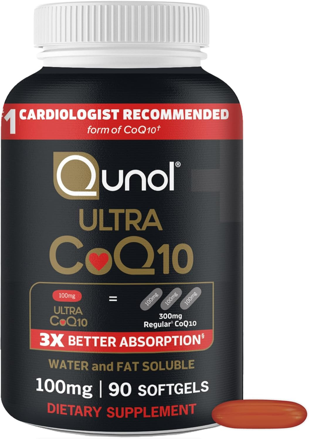 Qunol Ultra Coq10 100Mg Softgels- 3X Better Absorption, Antioxidant for Heart He