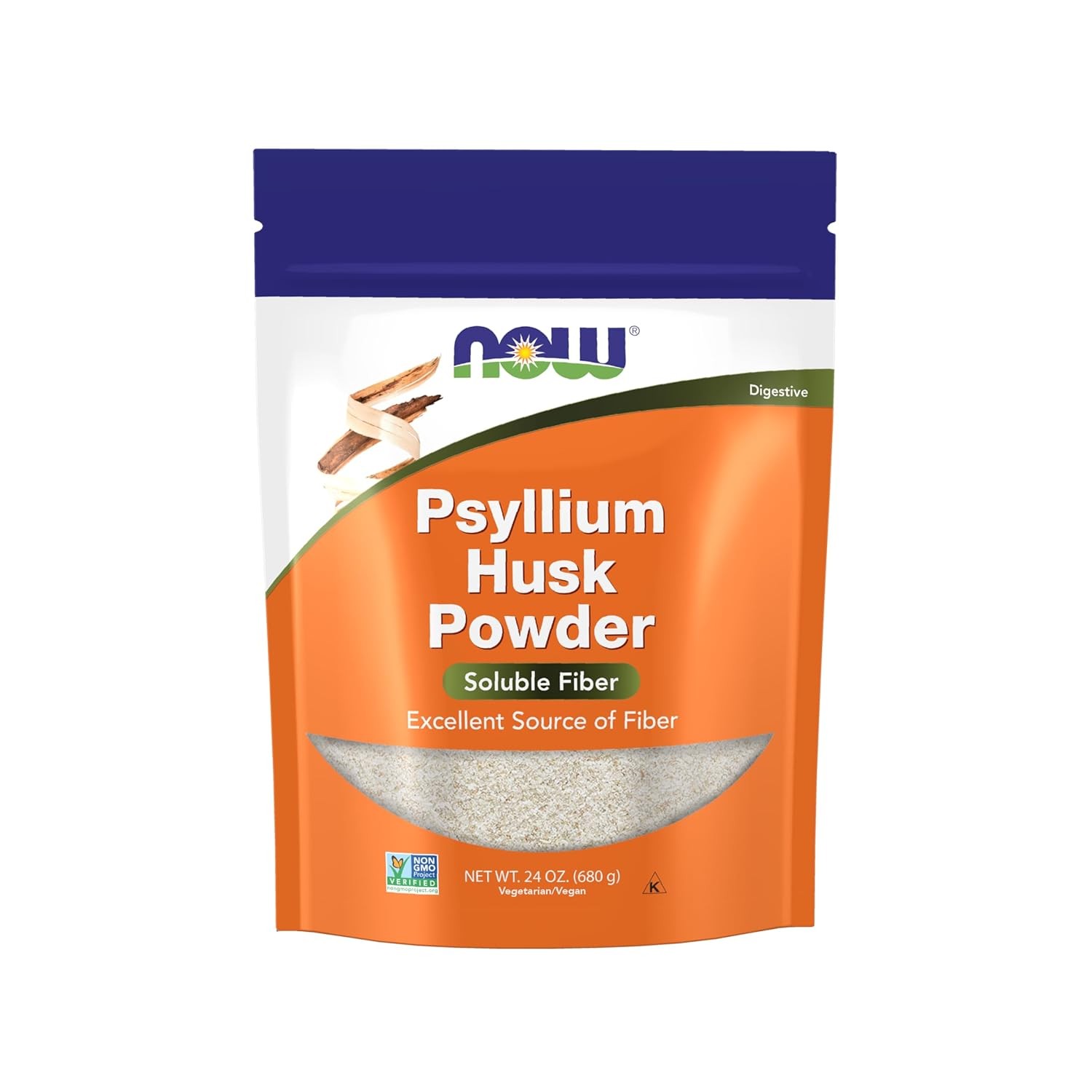 Non GMO Psyllium Husk Powder Soluble Fiber NOW Foods Psyllium Husk Supplement