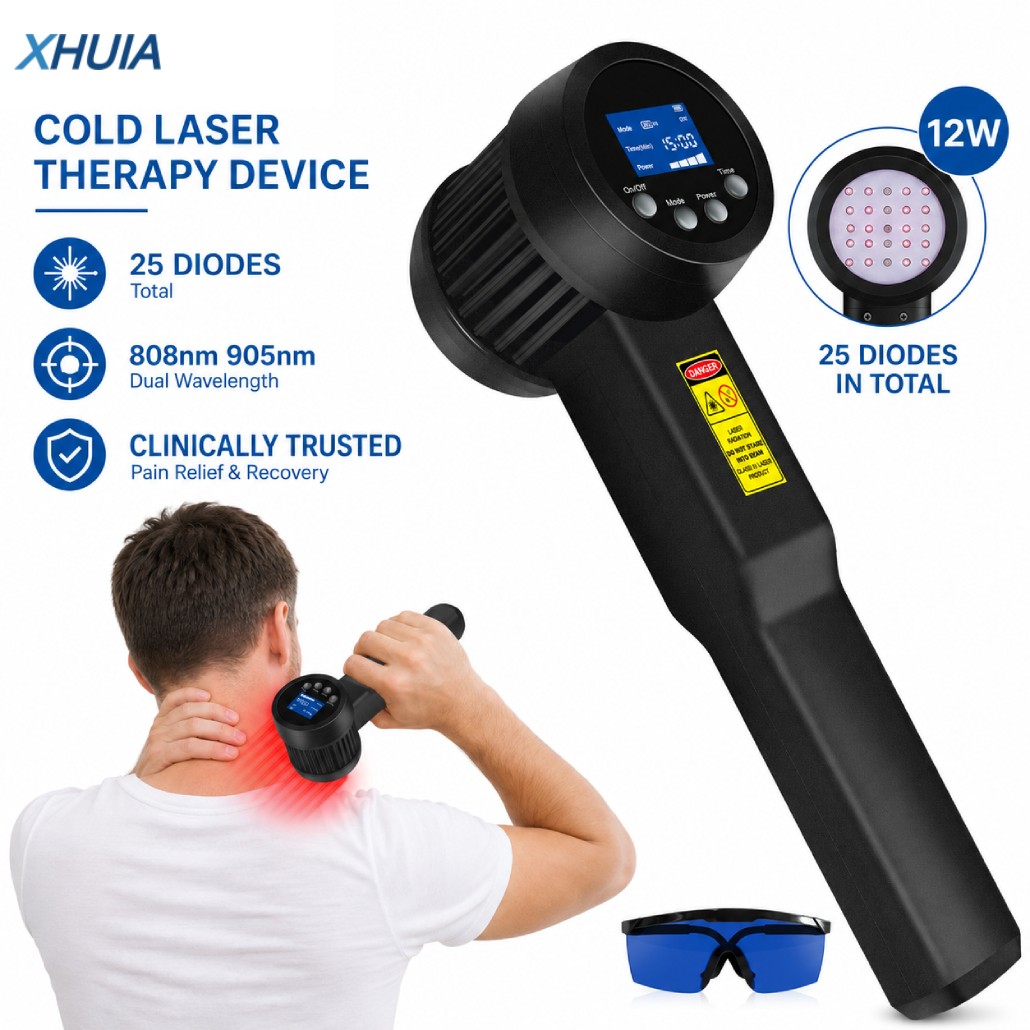LLLT Cold Laser Therapy Device 12W 905nm 808nm for Muscle Joint Back Pain Relief