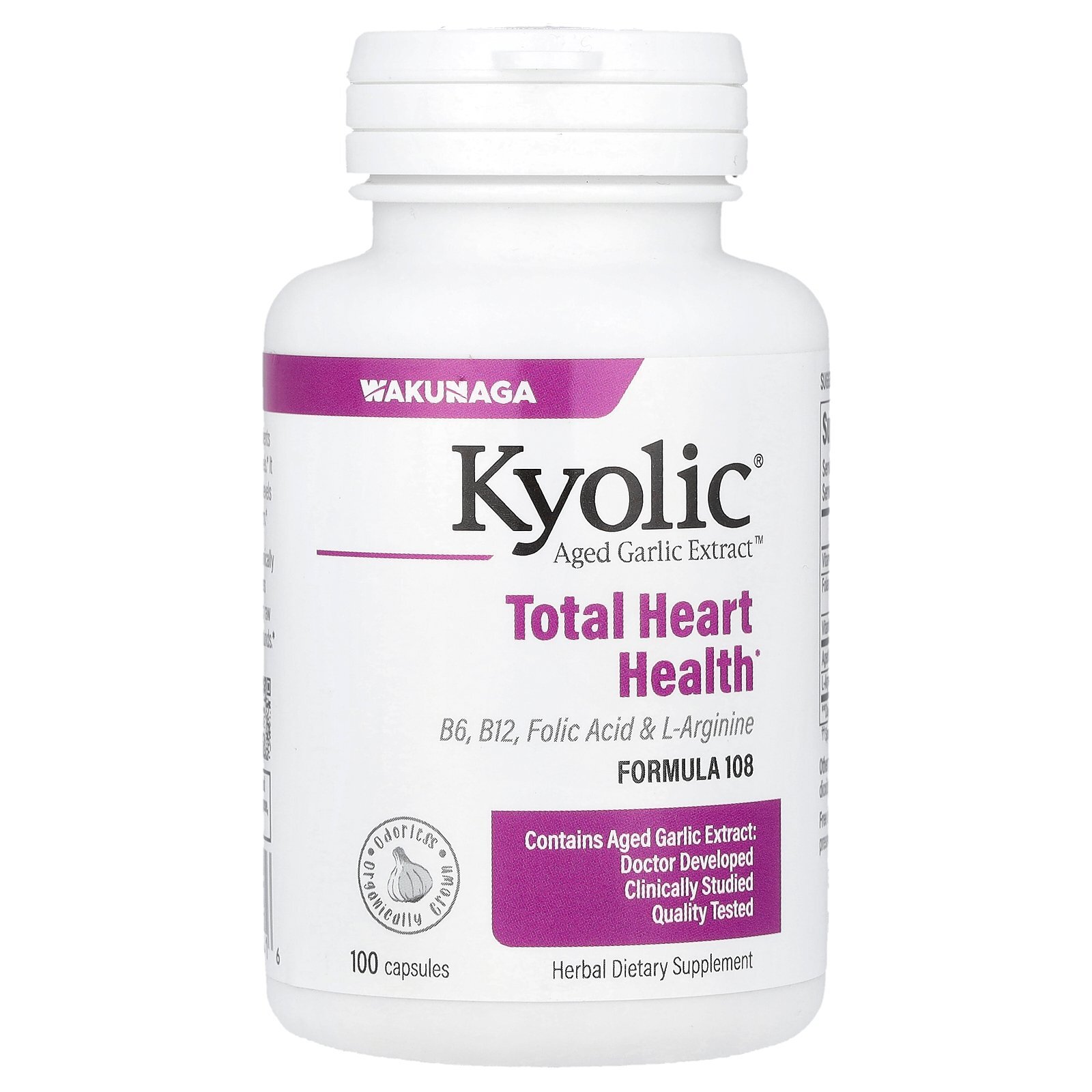 Wakunaga – Kyolic Total Heart Health Formula 108 100 Capsules Dairy-Free,
